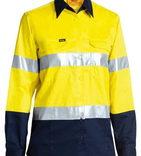 Bisley Women's Hi Vis Taped Lightweight Drill Shirt (BL6896)