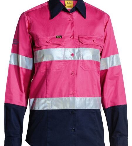 Bisley Women's Hi Vis Taped Lightweight Drill Shirt (BL6896)