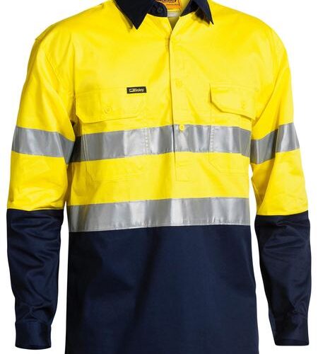 Bisley Hi Vis Lightweight Closed Front Taped Long Sleeve Shirt (BSC6896)