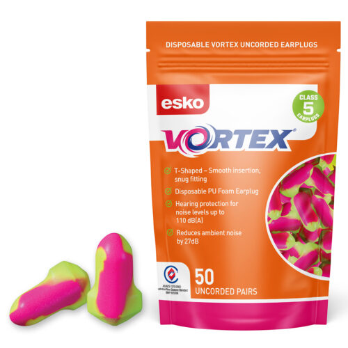 Esko Vortex Earplugs T-Shaped Uncorded Pouch