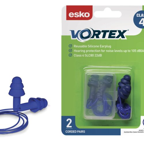 Esko Vortex Earplugs Blue Corded 2 Pack